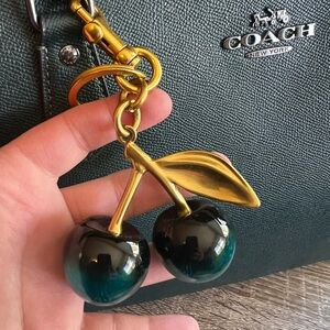 Unbranded Cherry bag charm / Keychain with blue and gold Accents